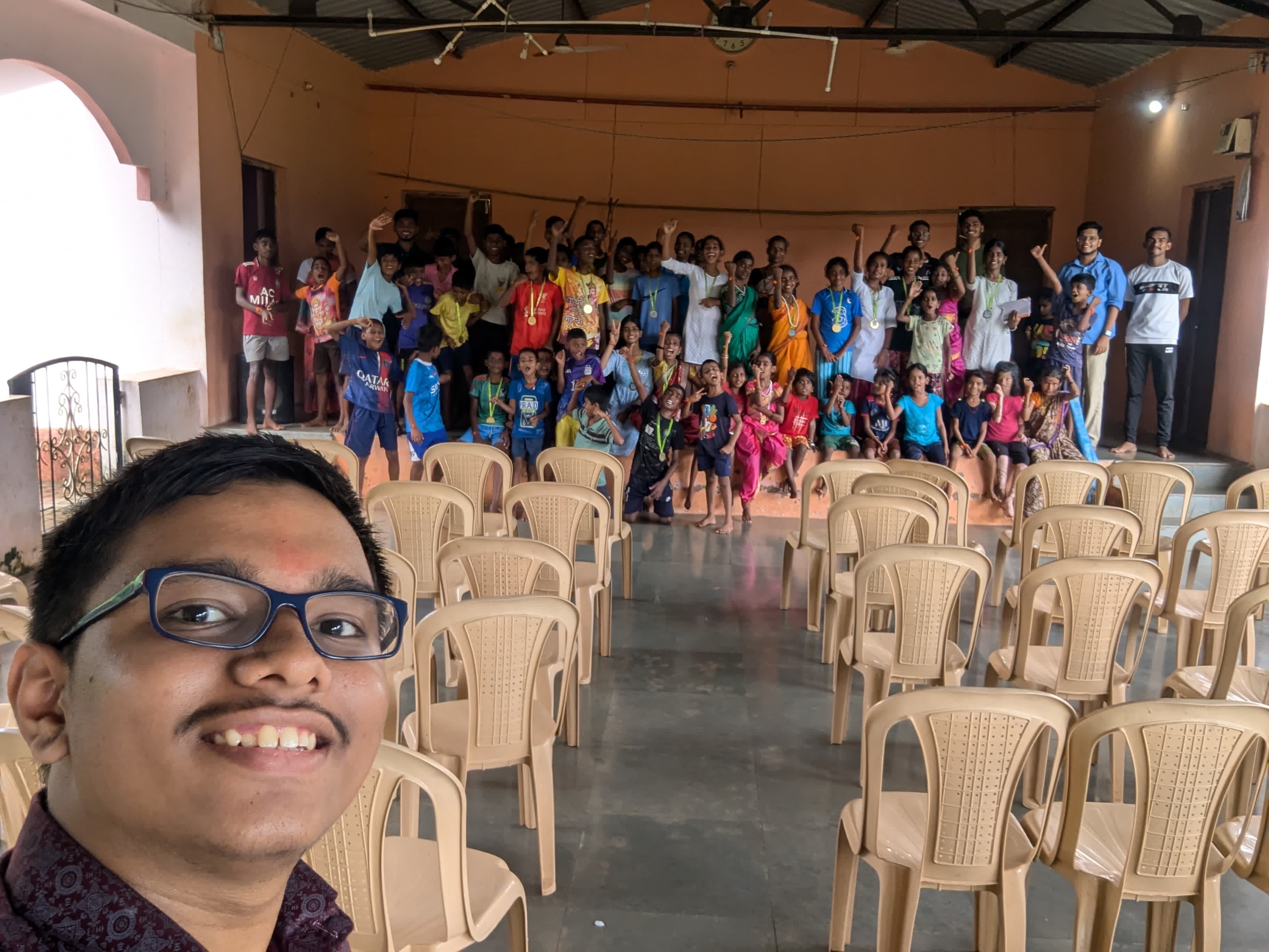 Group celebration at Sports Day